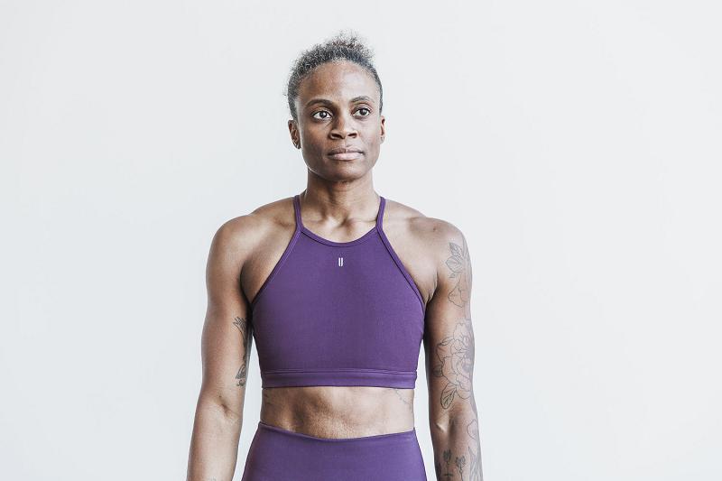 Purple Nobull Halter Sports Bra (MATTE) Women's Sports Bra | CA K2242O